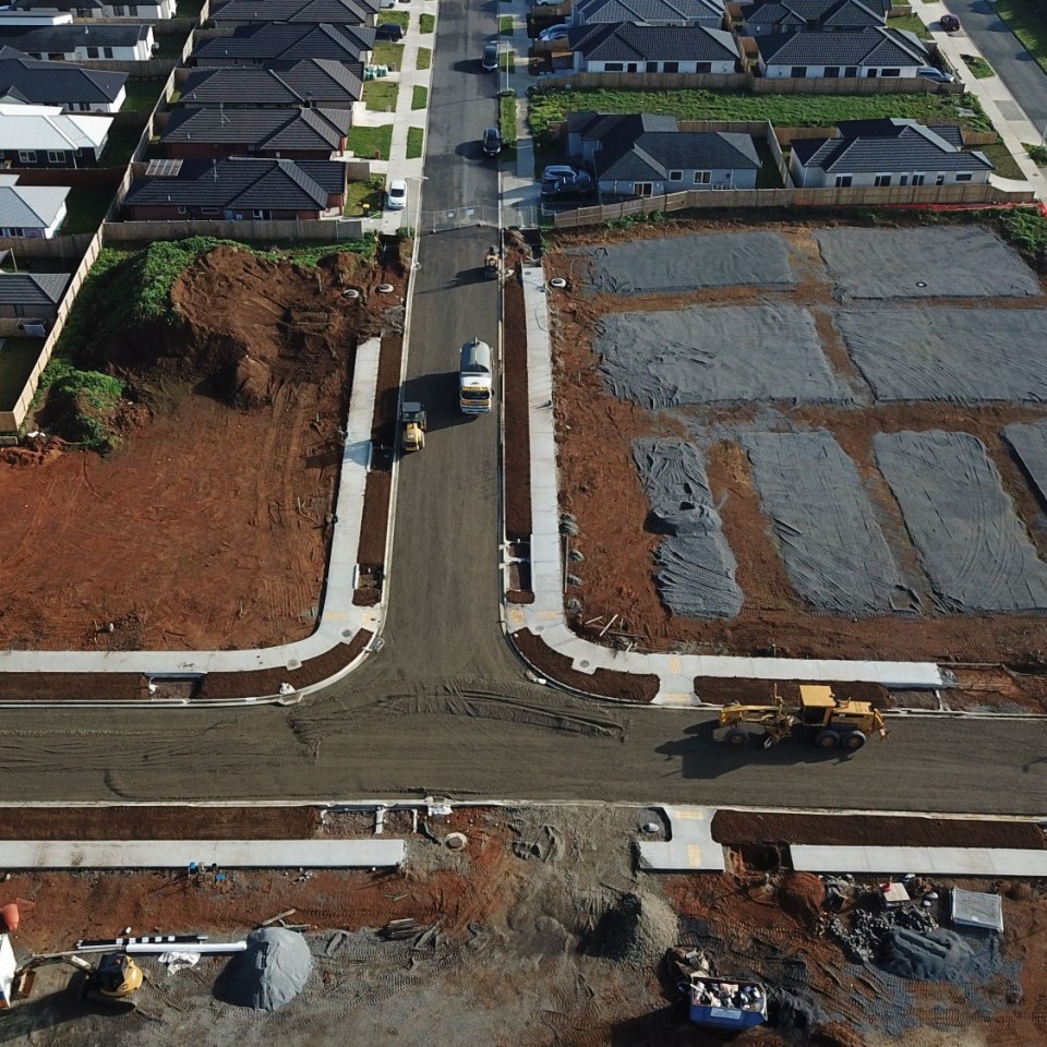 Aerial shot of new subdivision